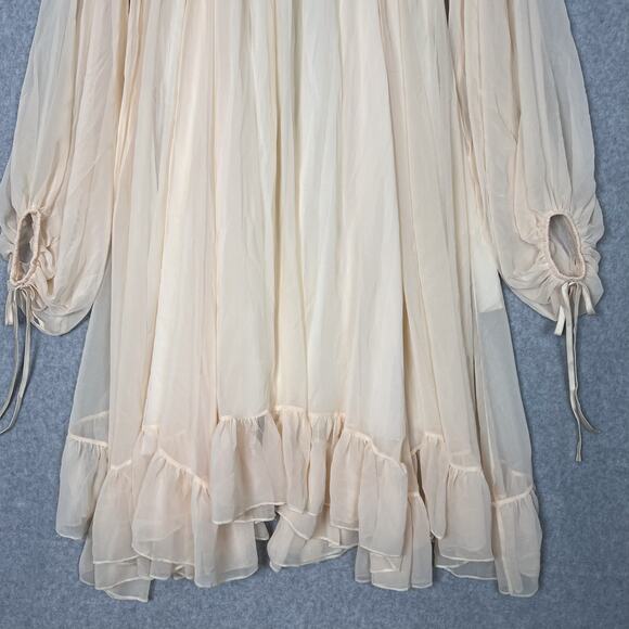 We are HAH Off Shoulder Long Sleeve Chiffon Mini Dress Size M/L - Picture 3 of 7